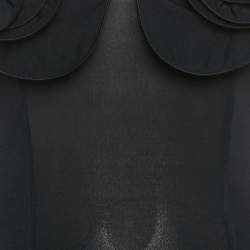 Pre Owned فستان ما جدا بوترم قصير مخمل مطاطي أسود بقصة خارجية مقاس صغير - سمول