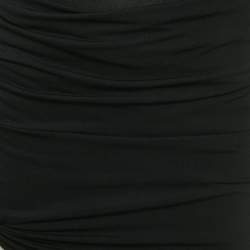 Pre Owned فستان ماجدا بوترم قصير مخمل مطاطي أسود بقصة خارجية مقاس صغير - سمول