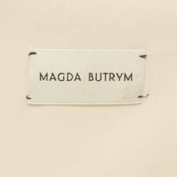 Pre Owned فستان ماجدا بوتريم قصير بلون بيج من الحرير مع زهور مجسمة ومزموم مقاس صغير - سمول