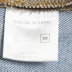 مملوكة مسبقًا Magda Butrym Blue Denim Corset Tank Top & Strapless Mini Dress Set S