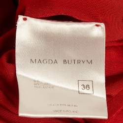 Pre Owned Magda Butrym Red Rosette Halterneck Maxi Dress S