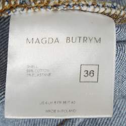 Pre Owned بنطلون جينز كابري دنيم أزرق من ماجدا بوتريم مقاس صغير - الخصر 25 بوصة