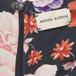 Pre Owned Magda Butrym Multicolour Floral Print Jersey Ruched Mini Dress S