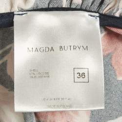Pre Owned Magda Butrym Multicolour Floral Print Jersey Ruched Mini Dress S
