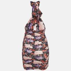 Pre Owned Magda Butrym Multicolour Floral Print Jersey Ruched Mini Dress S