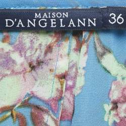 Pre Owned Maison D'Angelann Blue Floral Print Chiffon Maxi Dress S