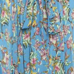 Pre Owned Maison D'Angelann Blue Floral Print Chiffon Maxi Dress S