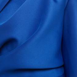 مملوكة مسبقًا Maison De La Sirena Royal Blue Jersey Draped One-Shoulder Midi Dress S