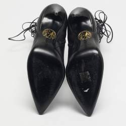 Pre Owned Maison Ernest Black Leather Lace Up Knee Length Boots Size 39