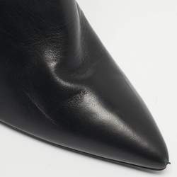 Pre Owned Maison Ernest Black Leather Lace Up Knee Length Boots Size 39