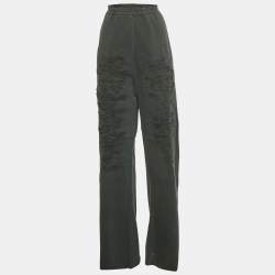 Pre Owned Maison Martin Margiela Grey Cotton Distressed Raw Hem Track Pants XS