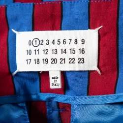 Maison Martin Margiela Red & Blue Striped Synthetic Belted Palazzo Pants M