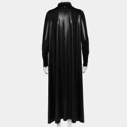 Maison Martin Margiela Black Metallic Knit Turtleneck Flared Maxi Dress S  