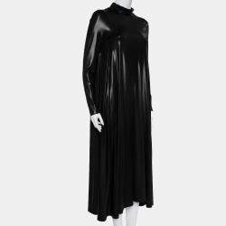 Maison Martin Margiela Black Metallic Knit Turtleneck Flared Maxi Dress S  