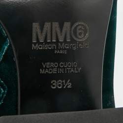 Pre Owned Maison Martin Margiela Green Velvet Faux Pearl Ankle Length Boots Size 36.5