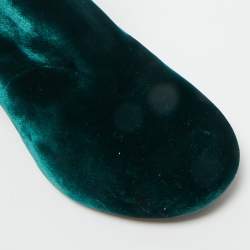 Pre Owned Maison Martin Margiela Green Velvet Faux Pearl Ankle Length Boots Size 36.5