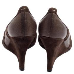 Pre Owned Maison Martin Margiela Brown Suede And Leather Pumps Size 39.5