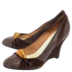 Pre Owned Maison Martin Margiela Brown Suede And Leather Pumps Size 39.5