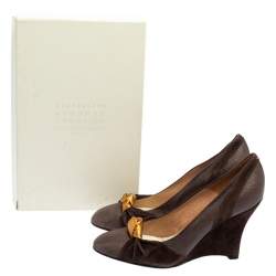 Pre Owned Maison Martin Margiela Brown Suede And Leather Pumps Size 39.5