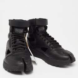Maison Martin Margiela X Reebok Black Leather Tabi High Top Sneakers Size 39