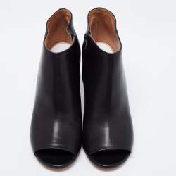 Pre Owned Maison Martin Margiela Black Leather Peep Toe Ankle Boots Size 39