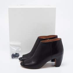 Pre Owned Maison Martin Margiela Black Leather Peep Toe Ankle Boots Size 39