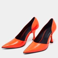 MM6 Maison Margiela Neon Orange Leather D'orsay Pumps Size 37