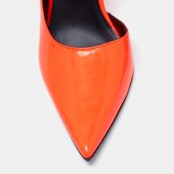 MM6 Maison Margiela Neon Orange Leather D'orsay Pumps Size 37