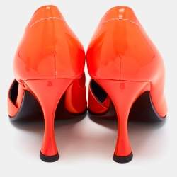 MM6 Maison Margiela Neon Orange Leather D'orsay Pumps Size 37