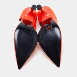 MM6 Maison Margiela Neon Orange Leather D'orsay Pumps Size 37