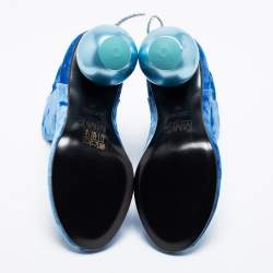 Pre Owned  Maison Martin Margiela Blue Velvet Ankle Boots Size 37