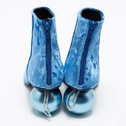 Pre Owned  Maison Martin Margiela Blue Velvet Ankle Boots Size 37