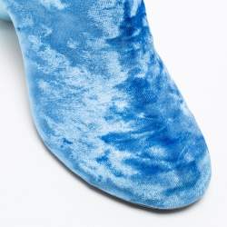 Pre Owned  Maison Martin Margiela Blue Velvet Ankle Boots Size 37
