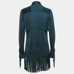 Pre Owned Maison Martin Margiela Green Jersey Silk Fringed Shirt M