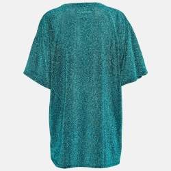Pre Owned Maison Martin Margiela Blue Lurex Knit T-Shirt M