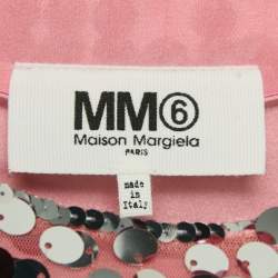  Maison Martin Margiela Pink Sequin Embellished Jersey T-Shirt L