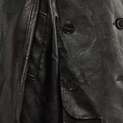 Maison Martin Margiela Black Faux Leather & Chiffon Midi Skirt M