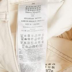 Pre Owned Maison Martin Margiela Off-White Denim Cut-Out High Rise Boyfriend Jeans S Waist 23"