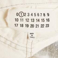 Pre Owned Maison Martin Margiela Off-White Denim Cut-Out High Rise Boyfriend Jeans S Waist 23"