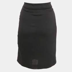 Pre Owned Maison Martin Margiela Black Silk Pleated Pencil Skirt M
