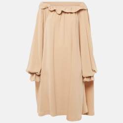 Pre Owned Maison Martin Margiela Beige Crepe Oversized Short Dress L