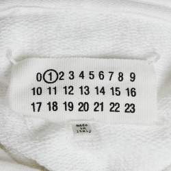 Pre Owned Maison Martin Margiela White Number Print Cotton Hooded Sweatshirt XS