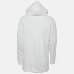 Pre Owned Maison Martin Margiela White Number Print Cotton Hooded Sweatshirt XS