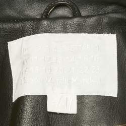 مملوكة مسبقًا جاكيت جلد أسود حقيقي ميزون مارتن مارجيلا x إتش آند إم مقاس متوسط