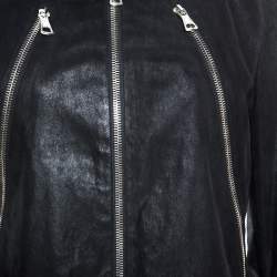 Pre Owned Maison Martin Margiela Black Leather Zip Detail Jacket L