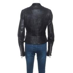 Pre Owned Maison Martin Margiela Black Leather Zip Detail Jacket L