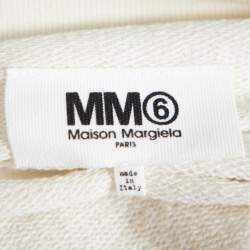 Pre Owned Maison Martin Margiela MM6 Off White Cotton Contrast Pleated Panel Detail Sweater Dress S