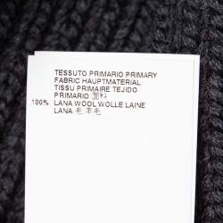 Pre Owned Maison Martin Margiela Dark Grey Open Knit Wool High Neck Cropped Sweater M