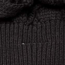 Pre Owned Maison Martin Margiela Dark Grey Open Knit Wool High Neck Cropped Sweater M