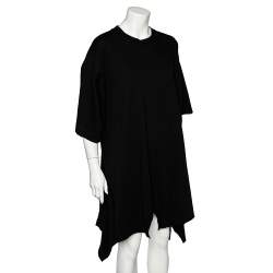 Pre Owned Maison Martin Margiela Black Cotton Knit Asymmetric Hem T-Shirt Dress S